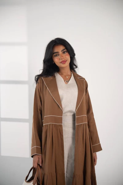 عباية بليزر لينن باللون البني C:IB333