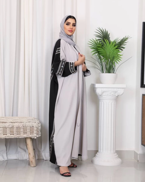 Abaya Crepe in two colors black and beige IB187